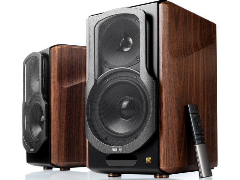 Edifier S2000MKIII 2.0 Lifestyle Active Bookshelf Bluetooth Studio Speakers - BT/AUX/Optical/Coaxial 124W RMS MDF Wood Panel
