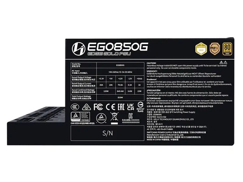 Lian Li Edge Gold 850W 80+ Gold Modular ATX 3.1 Power Supply - Black USB hub not included