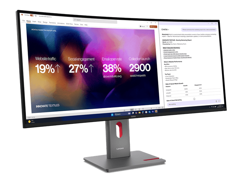 Lenovo ThinkVision P40WD-40 40" 5K 120Hz WUHD IPS Curved Monitor 140W USB-C Speaker
