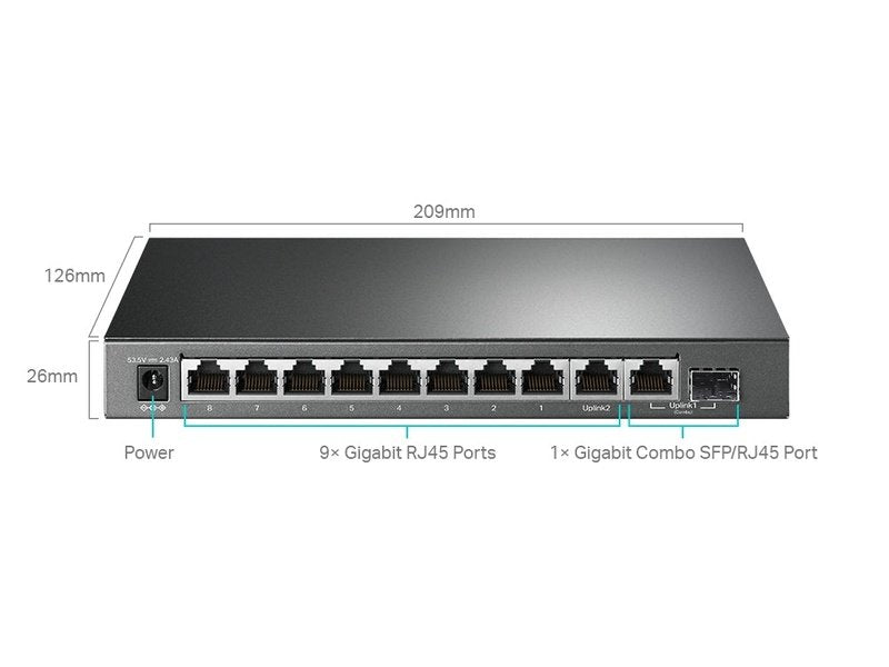 TP-Link TL-SG1210MPE 8-Port PoE+ 123W Gigabit Easy Smart Switch with 1-Port RJ45 and 1x Combo SFP/RJ45 Slots