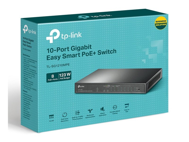 TP-Link TL-SG1210MPE 8-Port PoE+ 123W Gigabit Easy Smart Switch with 1-Port RJ45 and 1x Combo SFP/RJ45 Slots