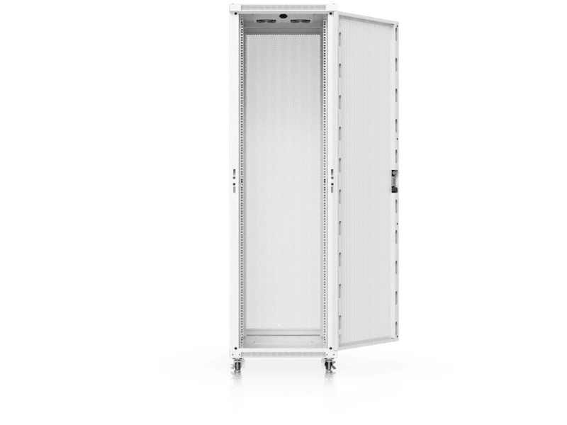 Ubiquiti 42U 600x800mm Fully Assembled Perforated Floor Rack Cabinet, Built-In Fans,Removable Panels,Lockable Casters,Optimal Airflow,Heavy-Duty,Easy Equipment Access
