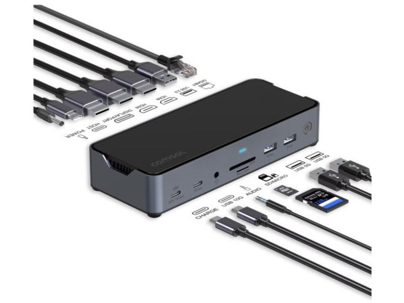 Comsol Dock, USB-C Triple 4K, 90W, HDMI 2 DP 1 USB-C 2 USB3.0 3 , 2YR WTY - DS34HDA