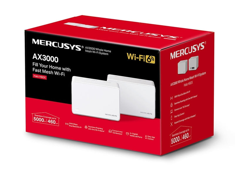 TP-Link Mercusys Halo H80X AX3000 Whole Home Mesh Wi-Fi 6 System 2-pack Halo H80X 2-pack