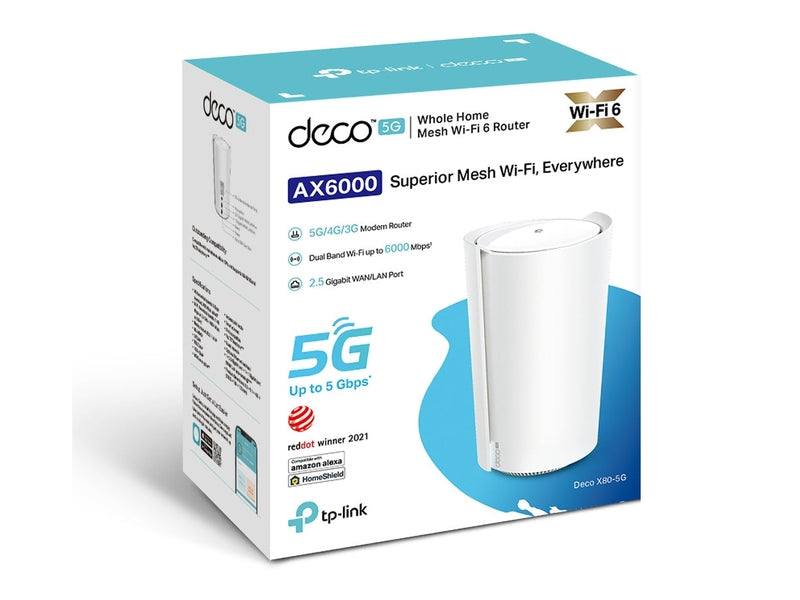 TP-Link Deco X80 5G AX6000 Whole Home Mesh Wi-Fi 6 Gateway 1-pack