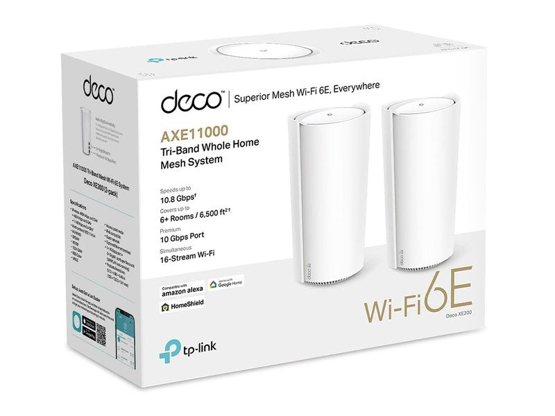 TP-Link Deco XE200 AXE11000 Whole Home Mesh Wi-Fi 6E System - 2 Packs