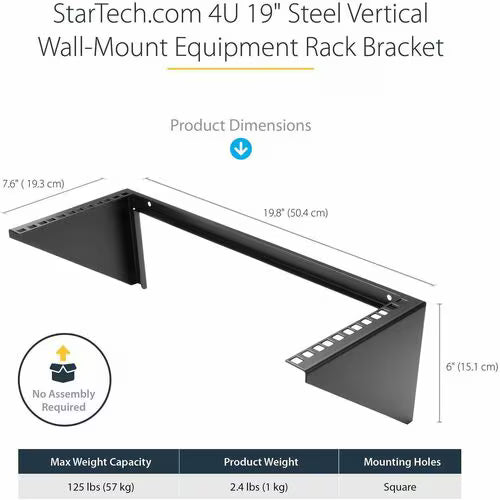 StarTech 4U 19in Steel Vertical Wallmount Equipment Rack Bracket