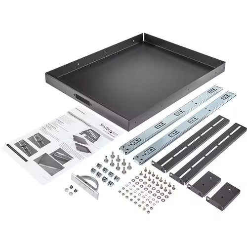 StarTech 1U Sliding Server Rack Mount Keyboard Shelf Tray, 55lbs (25Kg), 22in (55cm) Deep Steel Pull Out Drawer for 19" Equipment Rack