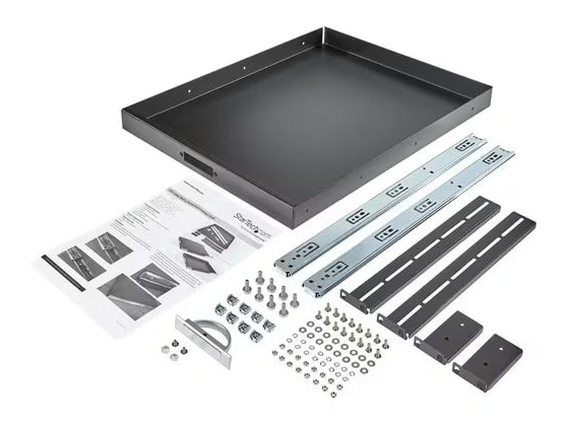 StarTech 1U Sliding Server Rack Mount Keyboard Shelf Tray, 55lbs 25Kg , 22in 55cm Deep Steel Pull Out Drawer for 19" Equipment Rack