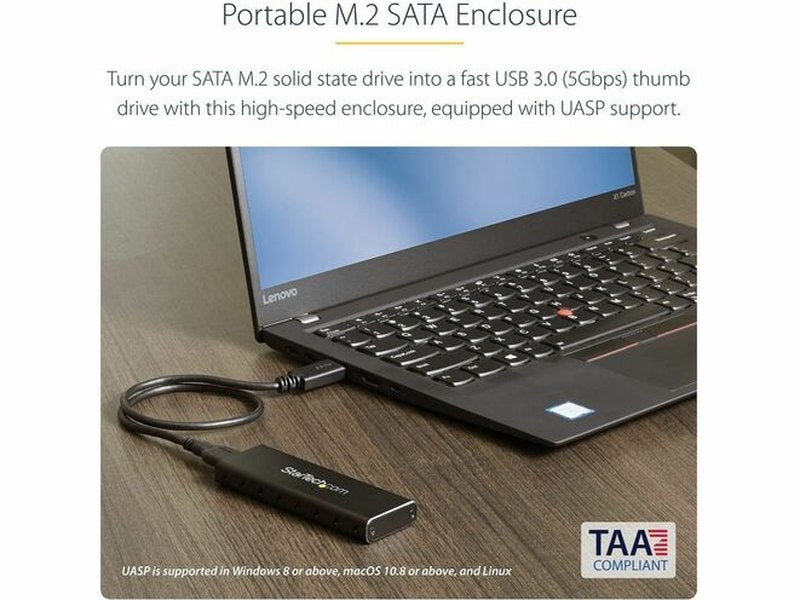 StarTech M.2 SATA External SSD Enclosure - USB 3.0 with UASP