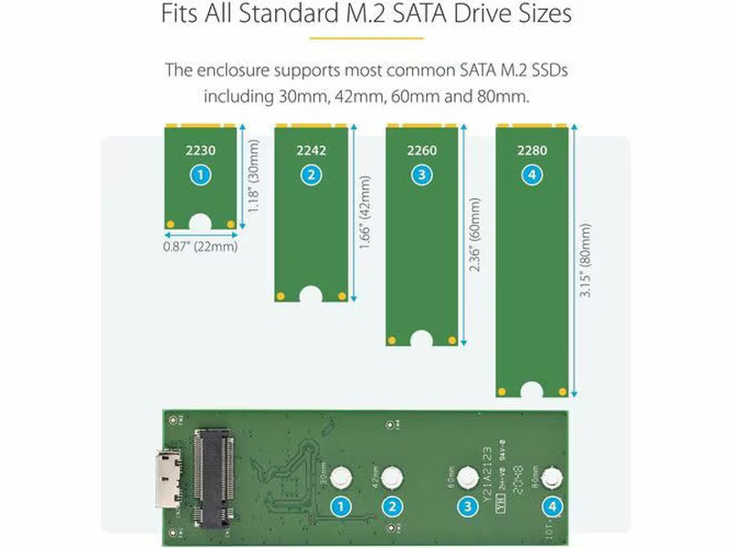 StarTech M.2 SATA External SSD Enclosure - USB 3.0 with UASP