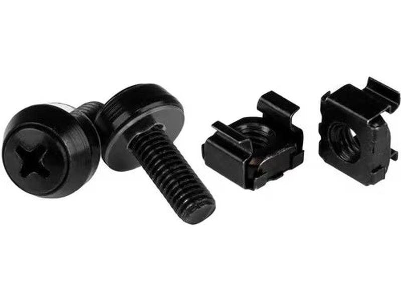 StarTech M6 x 12mm - Screws and Cage Nuts - 100 Pack, Black