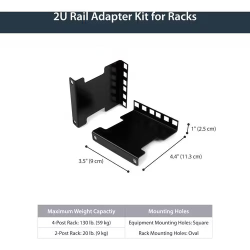 StarTech 2U Server Rack Depth Extender Adapter Kit - Recess or Extend 4"