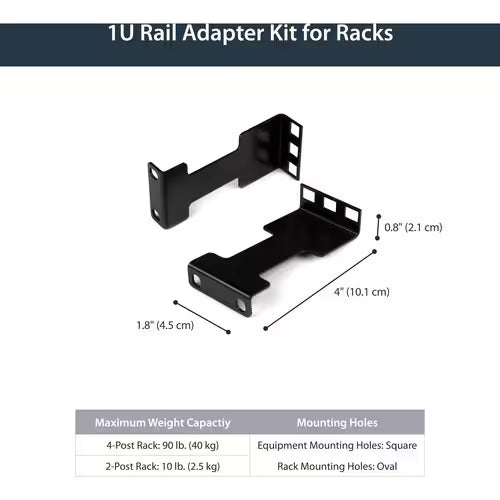 StarTech Rail Depth Adapter Kit for Server Racks - 4 in. (10 cm) Rack Extender