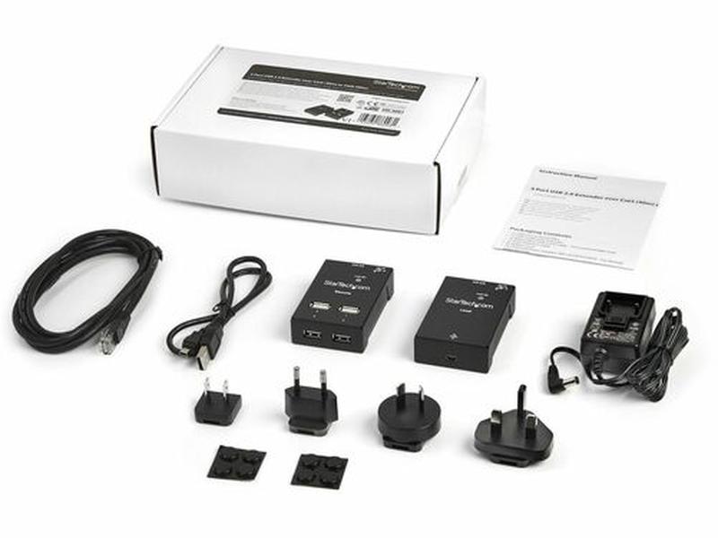 StarTech 4-Port USB 2.0-Over-Cat5-or-Cat6 Extender - 165ft 50m