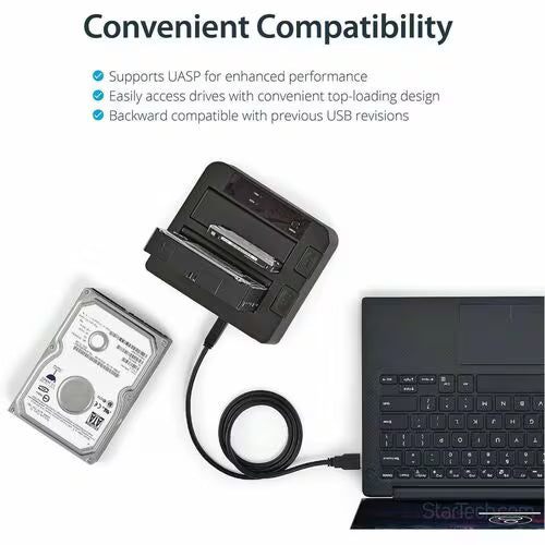 StarTech Dual-Bay USB 3.2 Gen 2 to SATA Hard Drive Docking Station, USB 10Gbps Hard Drive Dock, External 2.5/3.5" SATA I/II/III SSD/HDD Docking Station