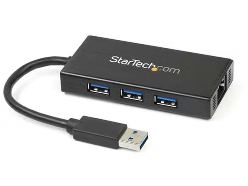 StarTech 3 Port Portable USB 3.0 Hub with Gigabit Ethernet Adapter NIC - 5Gbps