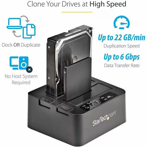 StarTech eSATA / USB 3.0 Hard Drive Duplicator Dock – Standalone HDD Cloner with SATA 6Gbps for fast-speedduplication