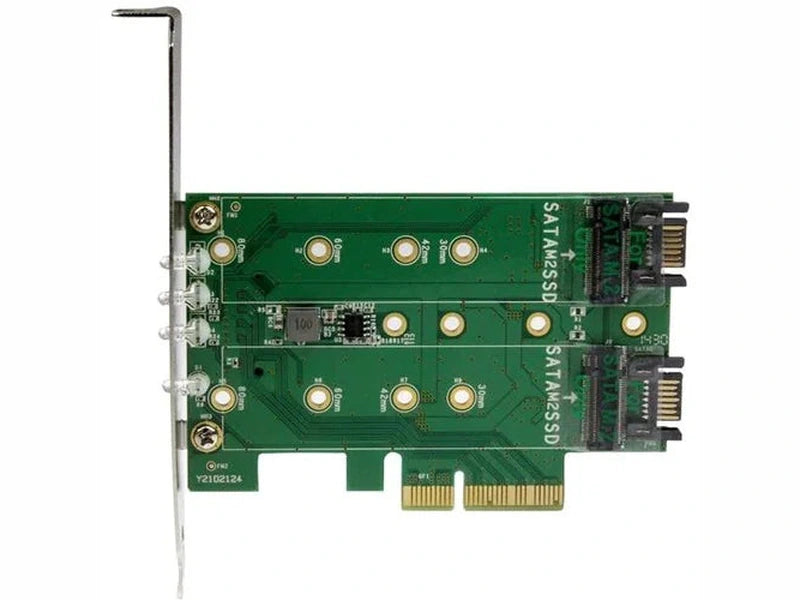 StarTech 3-Port M.2 SSD NGFF Adapter Card - 1 x PCIe NVMe M.2, 2 x SATA III M.2 - PCIe 3.0