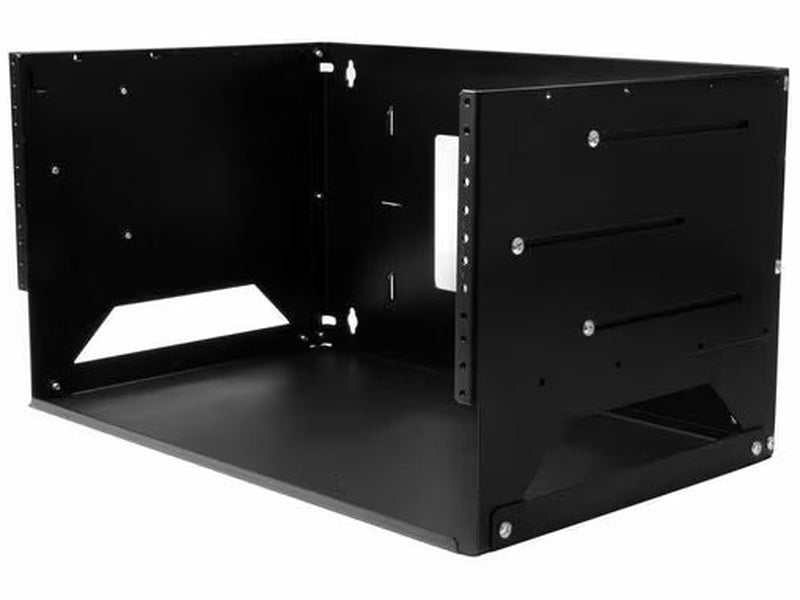 StarTech 2-Post 4U Open Frame Wall Mount Network Rack with Built-in Shelf and Adjustable Depth, Computer Rack for IT Equipment