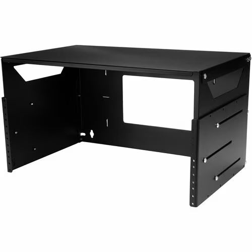 StarTech 2-Post 4U Open Frame Wall Mount Network Rack with Built-in Shelf and Adjustable Depth, Computer Rack for IT Equipment