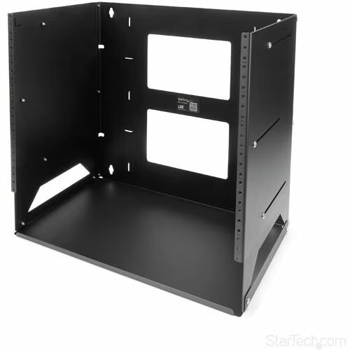StarTech 2-Post 8U Open Frame Wall Mount Network Rack with Built-in Shelf and Adjustable Depth, Computer Rack for IT Equipment