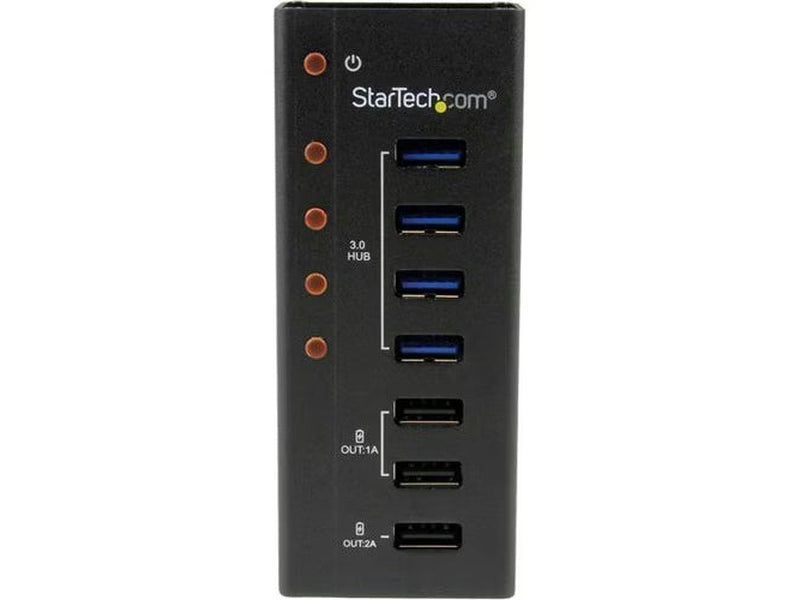 StarTech 4 Port USB 3.0 Hub plus 3 Dedicated USB Charging Ports 2 x 1A & 1 x 2A - Wall Mountable MetalEnclosure