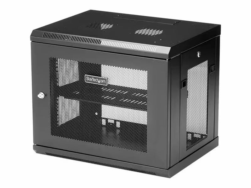 StarTech 2-Post 9U Wall Mount Network Cabinet, 19" Wall-Mounted Server Rack for Data / IT Equipment, Small Lockable Rack Enclosure