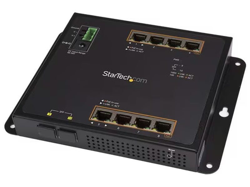 StarTech 8-Port PoE+ Gigabit Ethernet Switch plus 2 SFPConnections - Managed