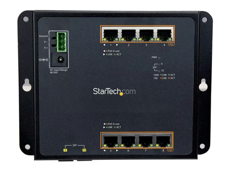 StarTech 8-Port PoE+ Gigabit Ethernet Switch plus 2 SFPConnections - Managed