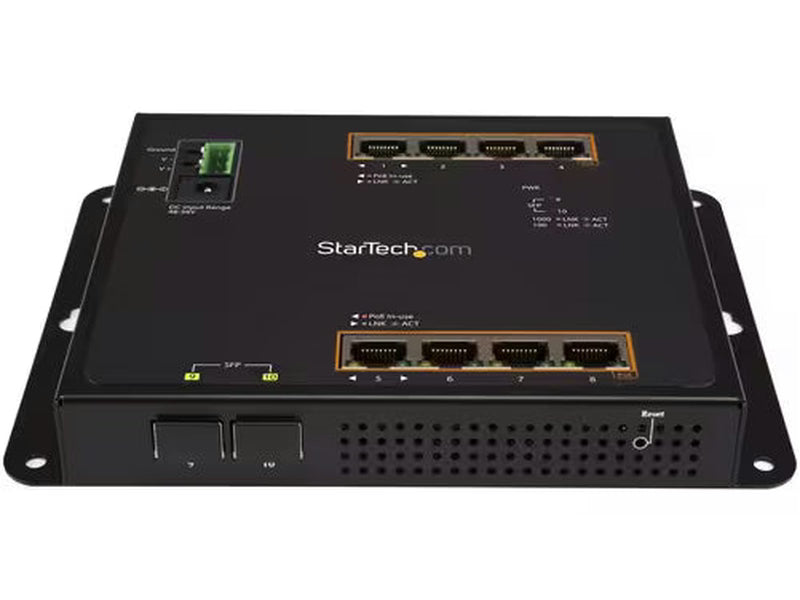StarTech 8-Port PoE+ Gigabit Ethernet Switch plus 2 SFPConnections - Managed