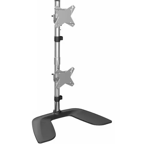 StarTech Vertical Dual-Monitor Stand, Free Standing Height Adjustable Stacked Monitor Stand up to 27" 17.6lb/8kg VESA Mount Displays