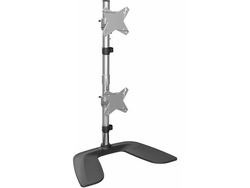 StarTech Vertical Dual-Monitor Stand, Free Standing Height Adjustable Stacked Monitor Stand up to 27" 17.6lb/8kg VESA Mount Displays