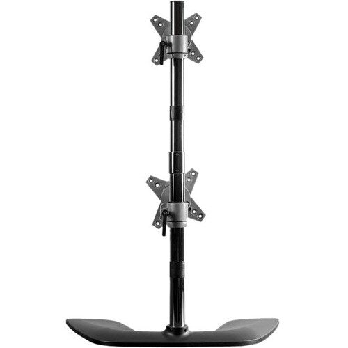 StarTech Vertical Dual-Monitor Stand, Free Standing Height Adjustable Stacked Monitor Stand up to 27" 17.6lb/8kg VESA Mount Displays