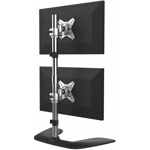 StarTech Vertical Dual-Monitor Stand, Free Standing Height Adjustable Stacked Monitor Stand up to 27" 17.6lb/8kg VESA Mount Displays
