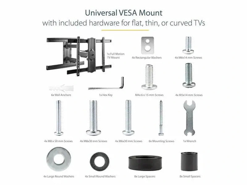 StarTech Full-Motion TV Wall Mount - Articulating Arm for up to 80" VESA Mount Displays