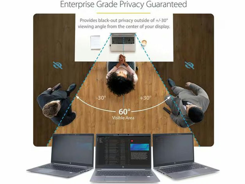 StarTech Laptop Privacy Screen for 15.6" Notebook - Removable Magnetic Laptop Security Filter - Blue Light Reducing