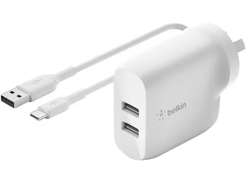 Belkin BOOST↑CHARGE 24W AC Adapter For Smartphone, Tablet PC, Power Bank 4.80A - White