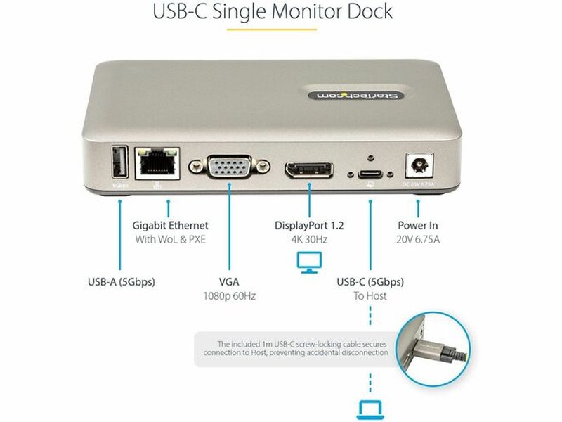 StarTech USB 3.1 Gen 1 Type C Docking Station for Notebook, Headset, Keyboard, Smartphone, Mouse, Workstation - 65 W