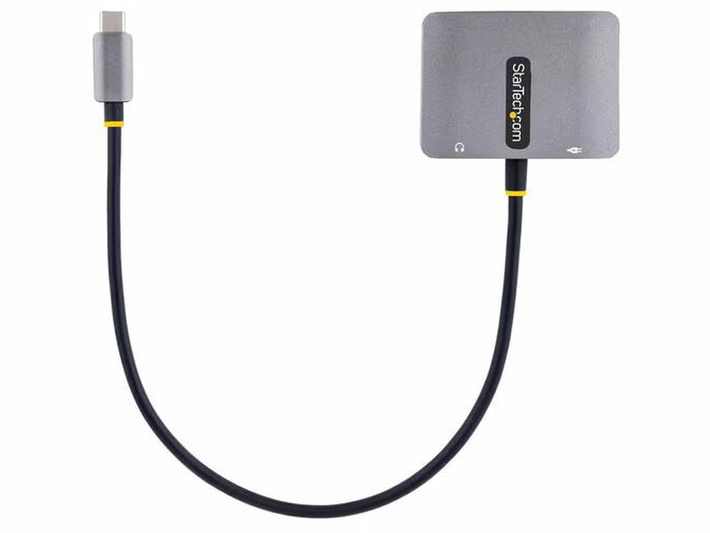 StarTech USB C Video Adapter, USB C to HDMI VGA Multiport Adapter, 3.5mm Audio Output, 4K 60Hz HDR, 100W PD 3.0, USB C Display Adapter