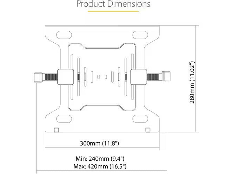 StarTech Adjustable Monitor Arm Laptop Tray, Secures Notebooks up to 4.5kg 9.9lb , 75x75 & 100x100