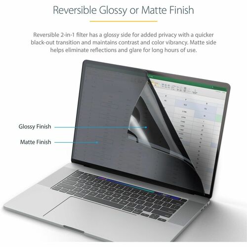 StarTech 14-inch MacBook Pro 21/23 Laptop Privacy Screen, Anti-Glare Privacy Filter w/51% Blue Light Reduction, Matte/Glossy Sides