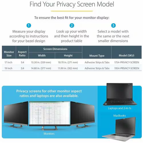 StarTech 17-inch 5:4 Computer Monitor Privacy Filter