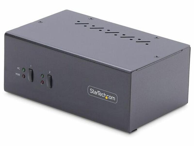 StarTech 2-Port Dual-Monitor DisplayPort KVM Switch, 4K 60Hz, 2x USB 5Gbps Hub Ports, 2x USB 2.0 HID Ports