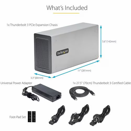 StarTech Thunderbolt 3 PCIe Expansion Chassis, External Enclosure W/Dual PCI Express Slots, PCIe Box for Laptops/Desktops, 8K/4K Output Via TB3/DP 1.4 Ports