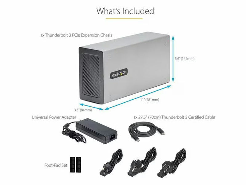 StarTech Thunderbolt 3 PCIe Expansion Chassis, External Enclosure W/Dual PCI Express Slots, PCIe Box for Laptops/Desktops, 8K/4K Output Via TB3/DP 1.4 Ports