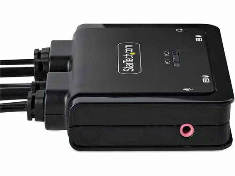 StarTech 2-Port Hybrid USB-C HDMI Cable KVM 4K 60Hz Switch Compact KVM with 6ft/1.8m USB-A/HDMI/Audio & 4ft/1.2m USB-C Integrated Host Cables