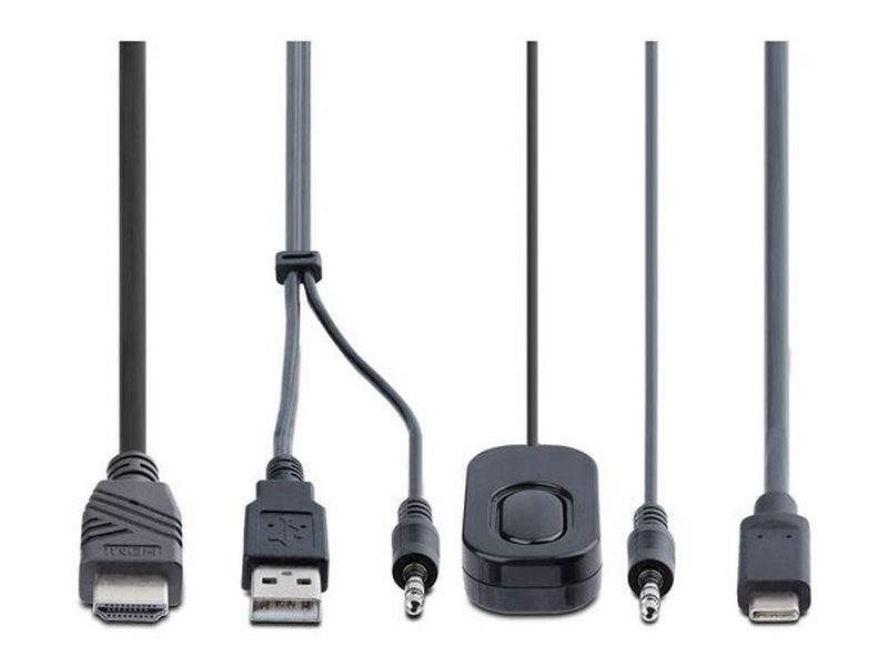 StarTech 2-Port Hybrid USB-C HDMI Cable KVM 4K 60Hz Switch Compact KVM with 6ft/1.8m USB-A/HDMI/Audio & 4ft/1.2m USB-C Integrated Host Cables