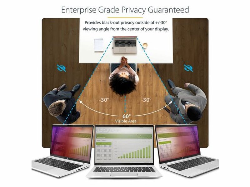 StarTech 14-inch 16:9 Laptop Privacy Screen, Reversible Gold Filter w/Enhanced Privacy, Computer Security Filter
