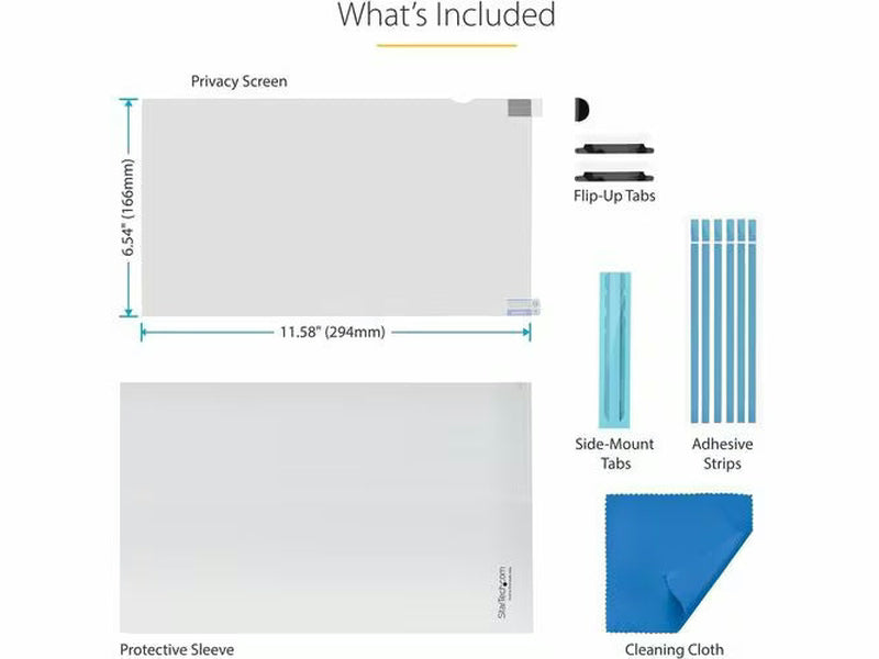 StarTech 13.3-inch 16:9 Flip-Up Privacy Screen with Touch, Anti-Glare Blue Light Filter, Laptop Monitor Screen Protector